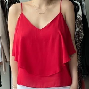 Red layered blouse
